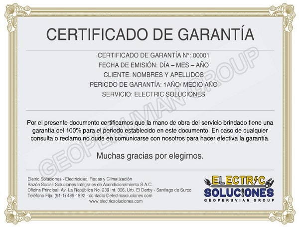 Certificado de Garantía 