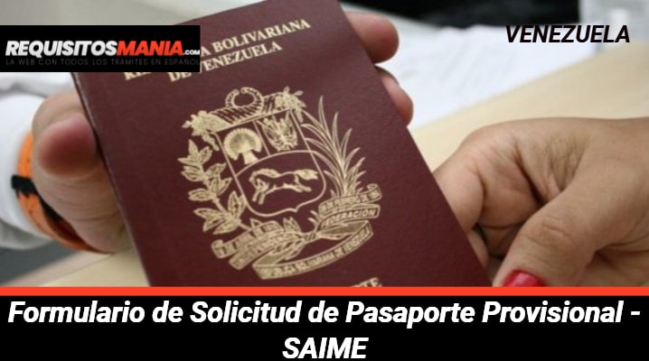 Formulario de solicitud de pasaporte provisional 