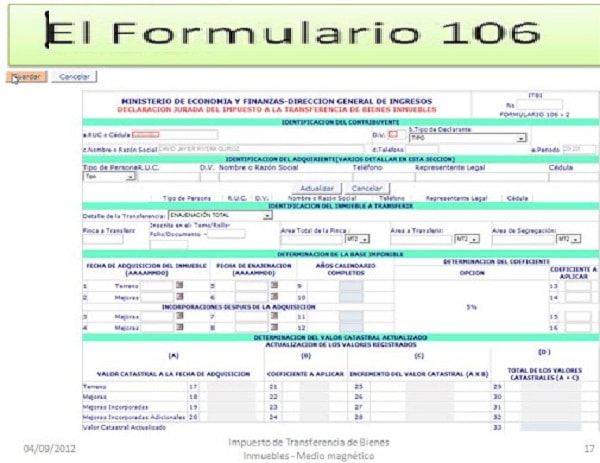 Elaboración Formulario 106